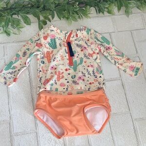 Ruffle Butts  Cactus & Floral Rash Guard Set with  Bottoms swimsuit 3-6 months